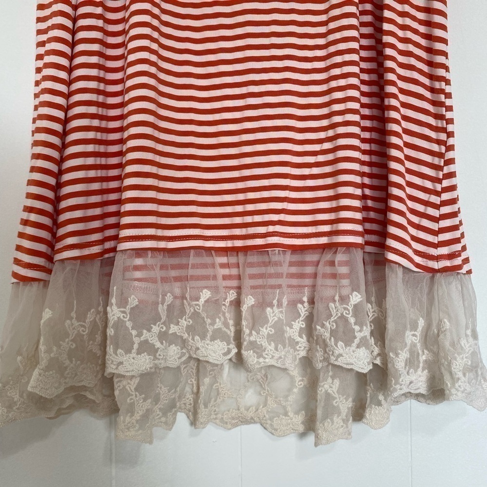 Umgee Womens Scoop Neck Cold Shoulder Sleeve Pink & White Stripe Top Wit… - Picture 6 of 6